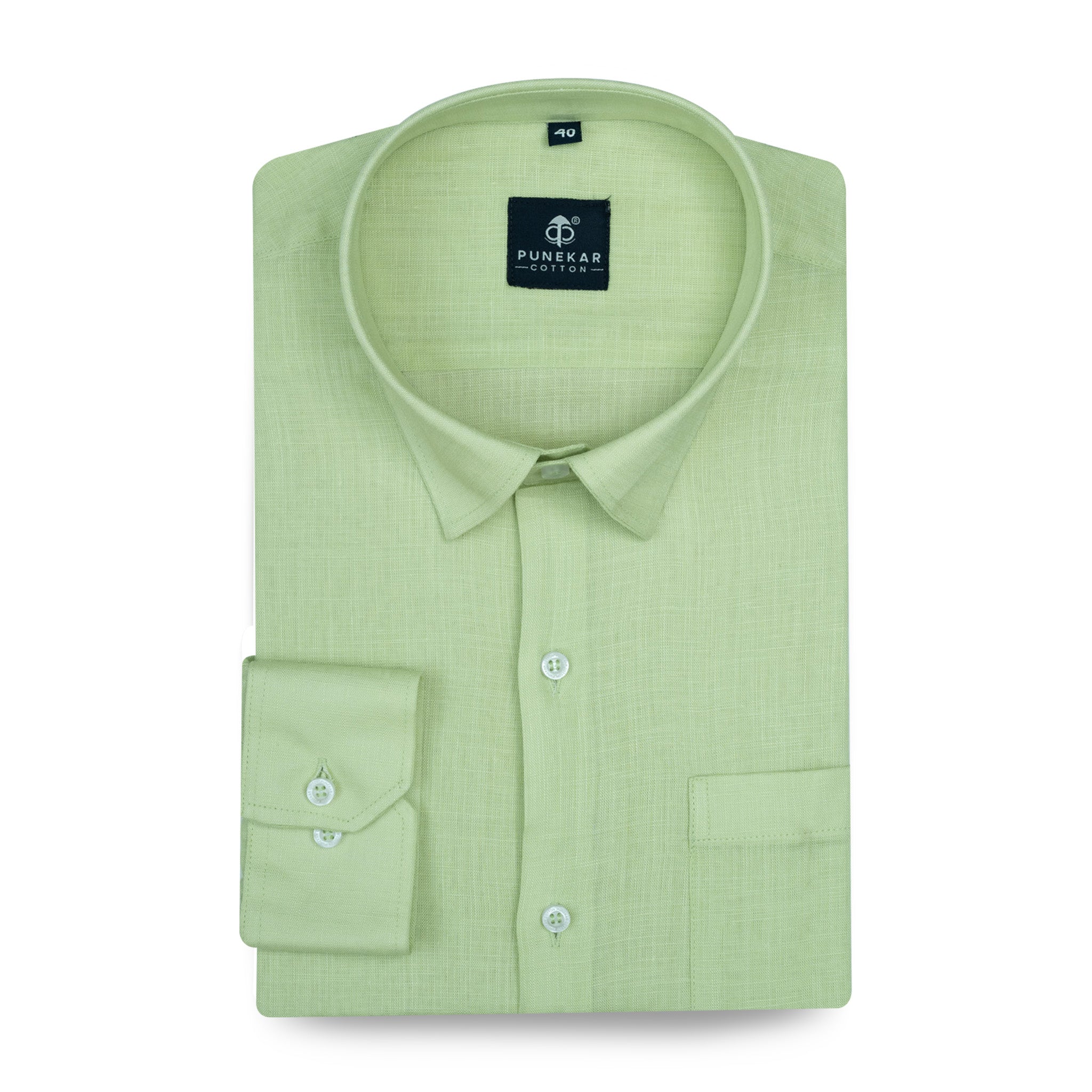 Pista Green Color 80s Lino Lyocell Shirt For Men