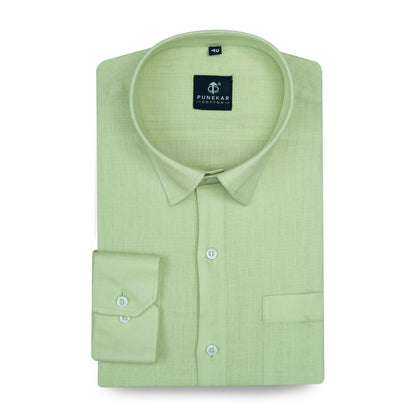 Pista Green Color 80s Lino Lyocell Shirt For Men