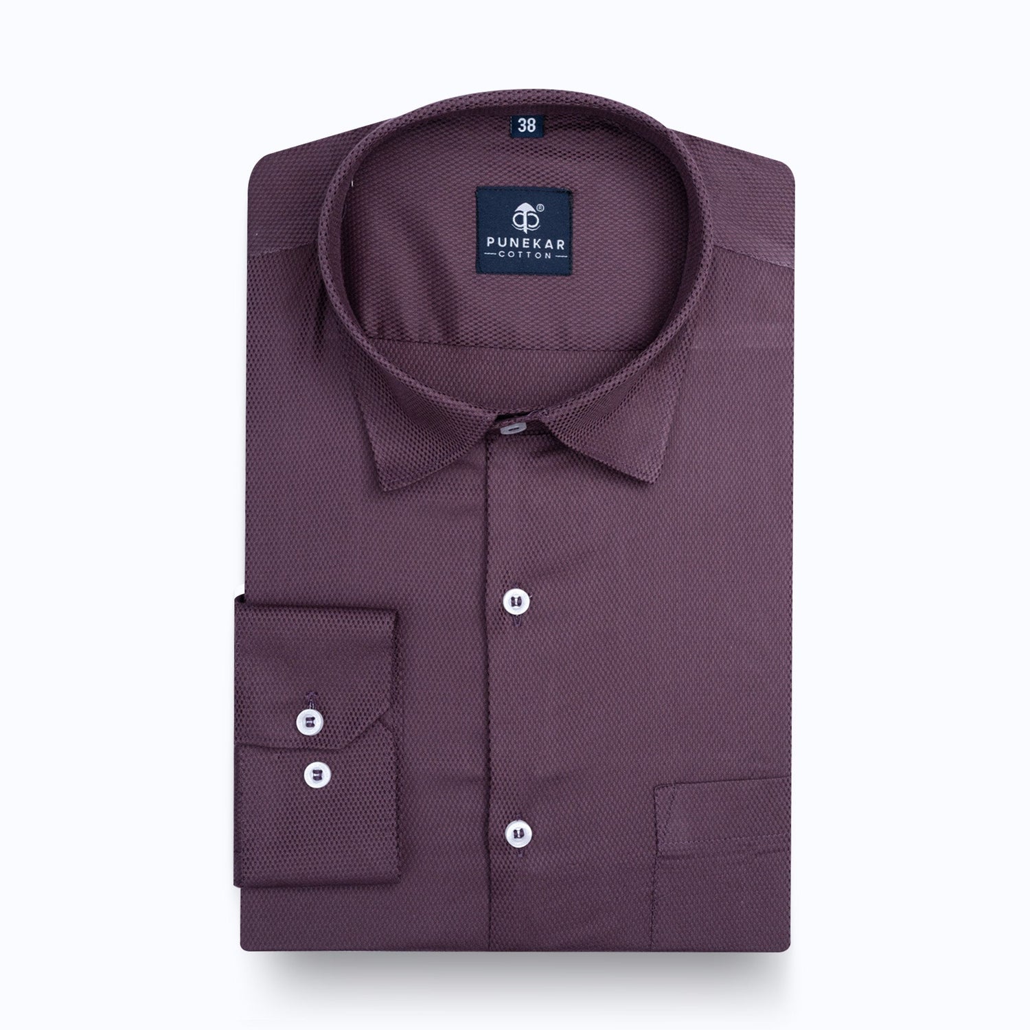 Plum Softweave Cotton Tencel Textured Shirt For Men - Punekar Cotton