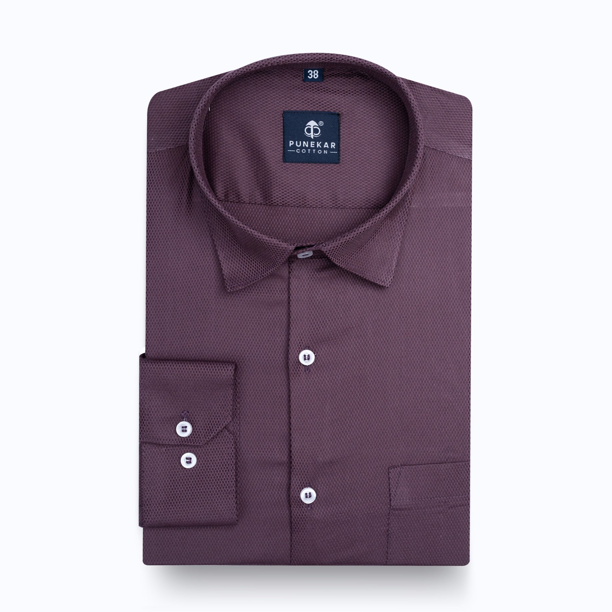 Plum Softweave Cotton Tencel Textured Shirt For Men - Punekar Cotton
