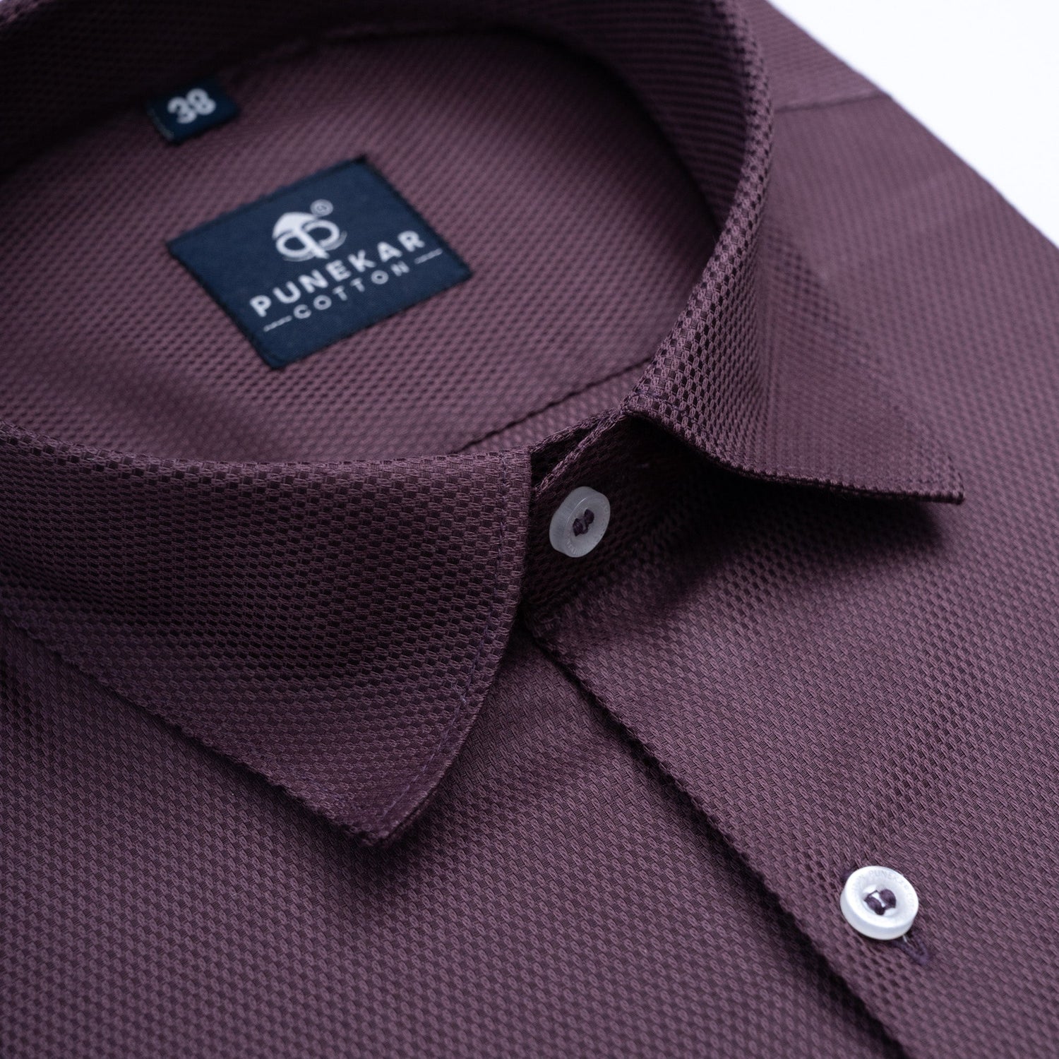 Plum Softweave Cotton Tencel Textured Shirt For Men - Punekar Cotton