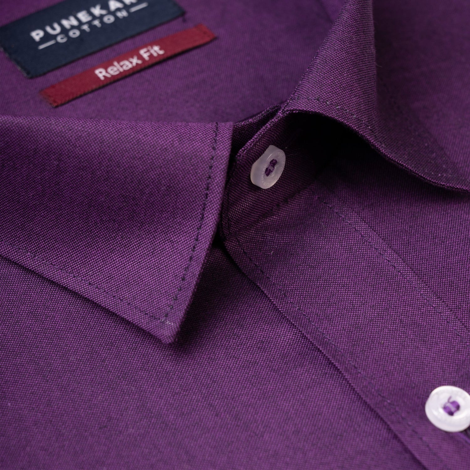 Purple Colour Signature Classic Oxford Shirt For Men - Punekar Cotton