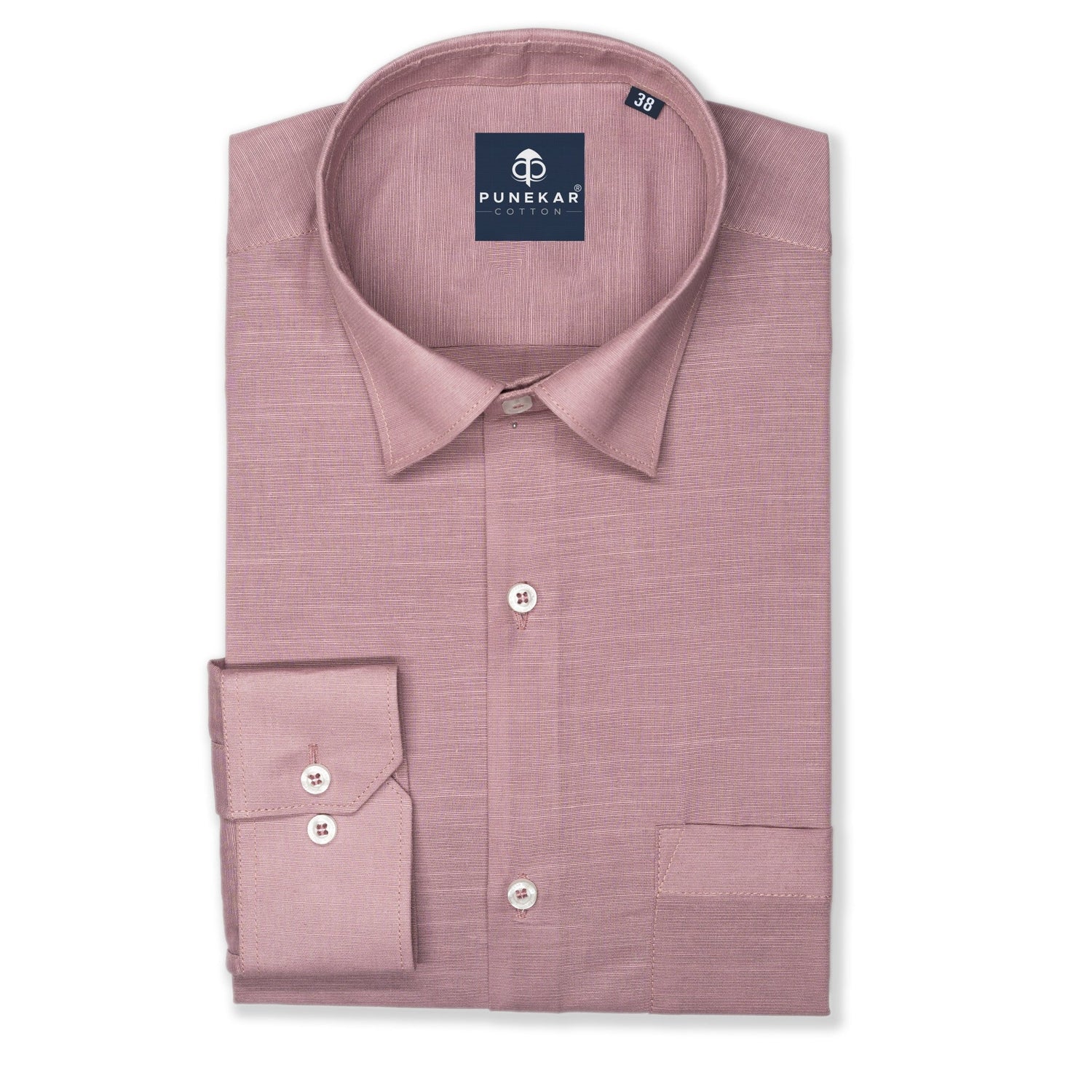 Rosy Brown Color Lining Texture Pure Cotton Shirt For Men - Punekar Cotton