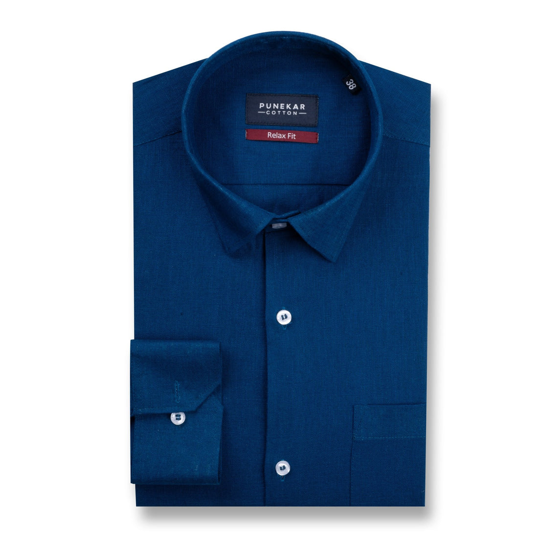 Royal Blue Color Linen Formal Shirts For Men - Punekar Cotton
