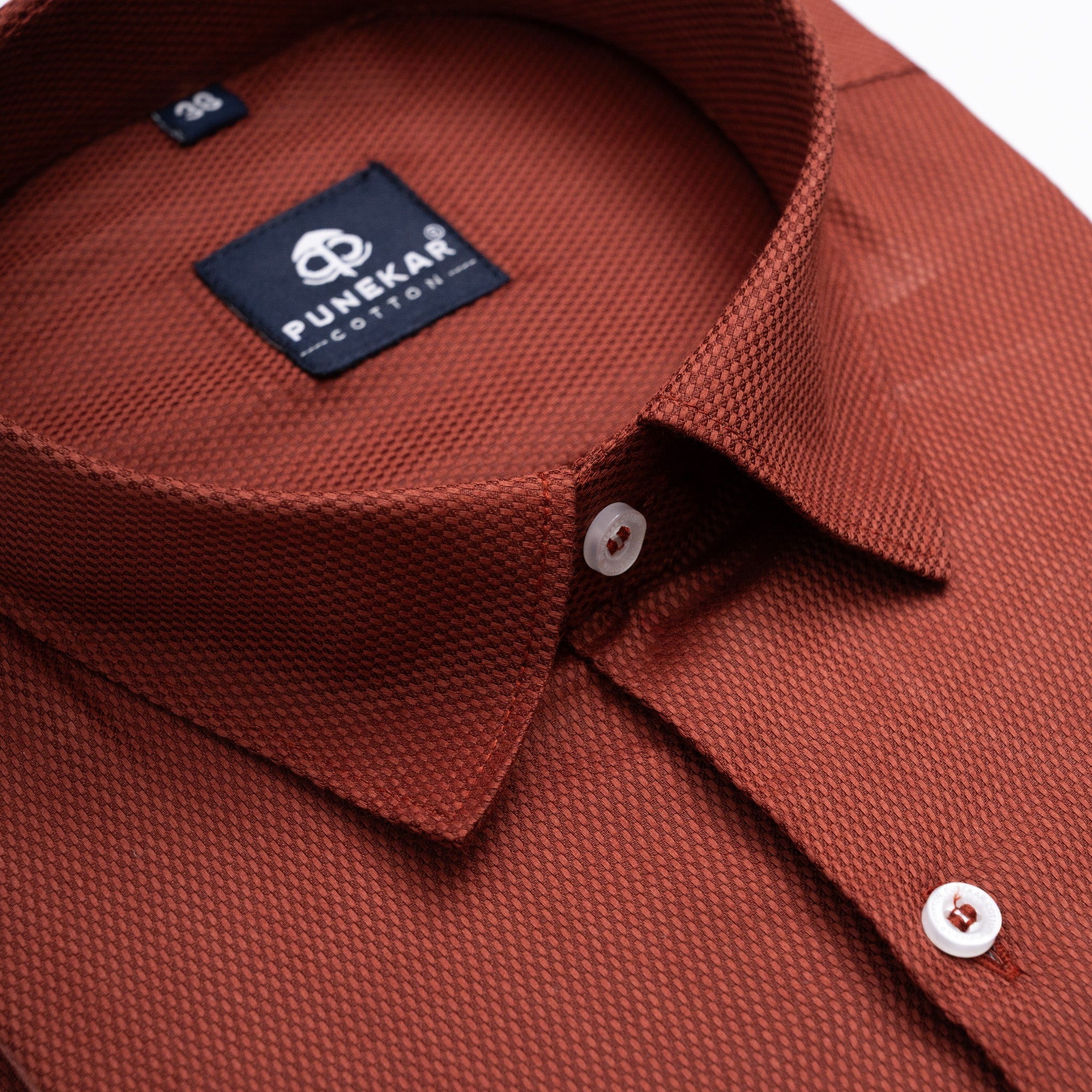 Rustic Red Softweave Cotton Tencel Textured Shirt For Men - Punekar Cotton