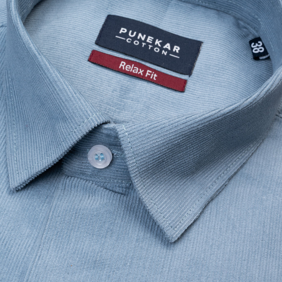 Ice Blue Color Corduroy Shirt For Men