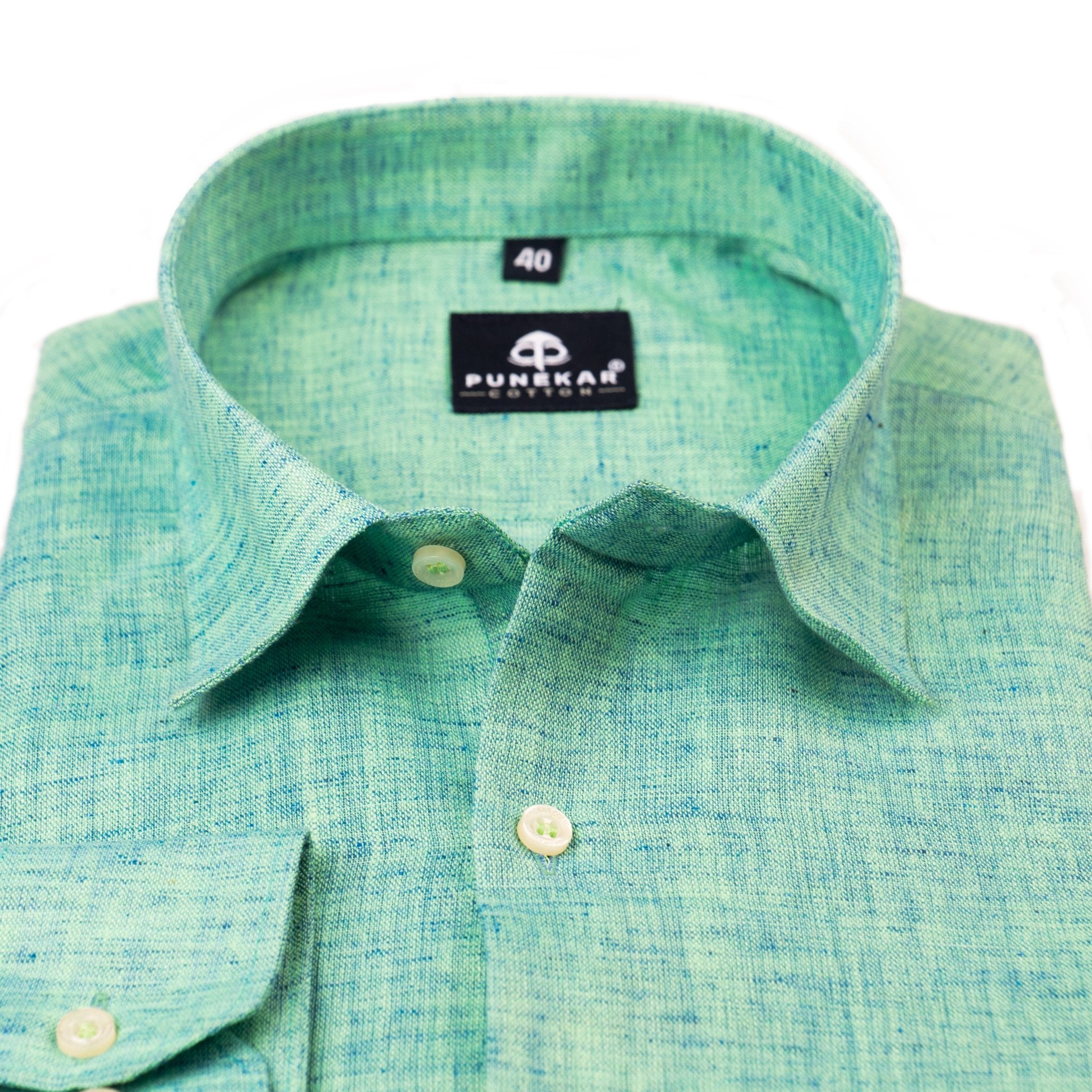 Spring Green Color Poly Cotton Shirt For Men - Punekar Cotton