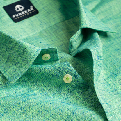 Spring Green Color Poly Cotton Shirt For Men - Punekar Cotton