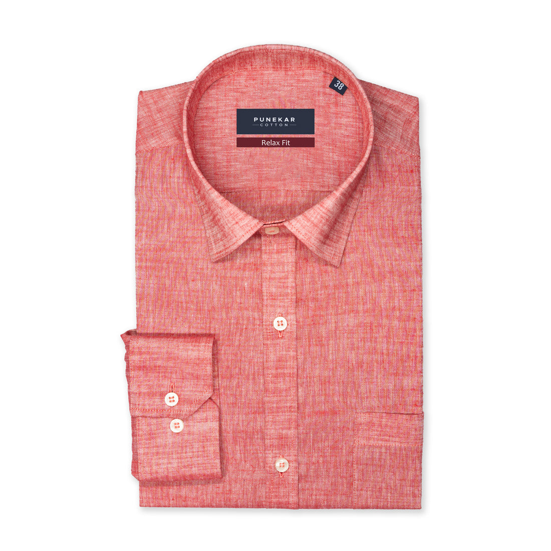 Light Red Color Poly Cotton Shirt For Men