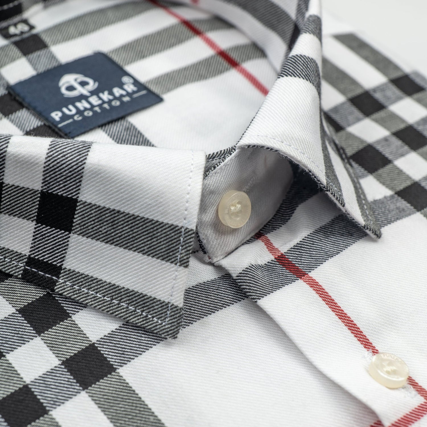 White Color Tartan Checks Cotton Causal Shirt For Men - Punekar Cotton