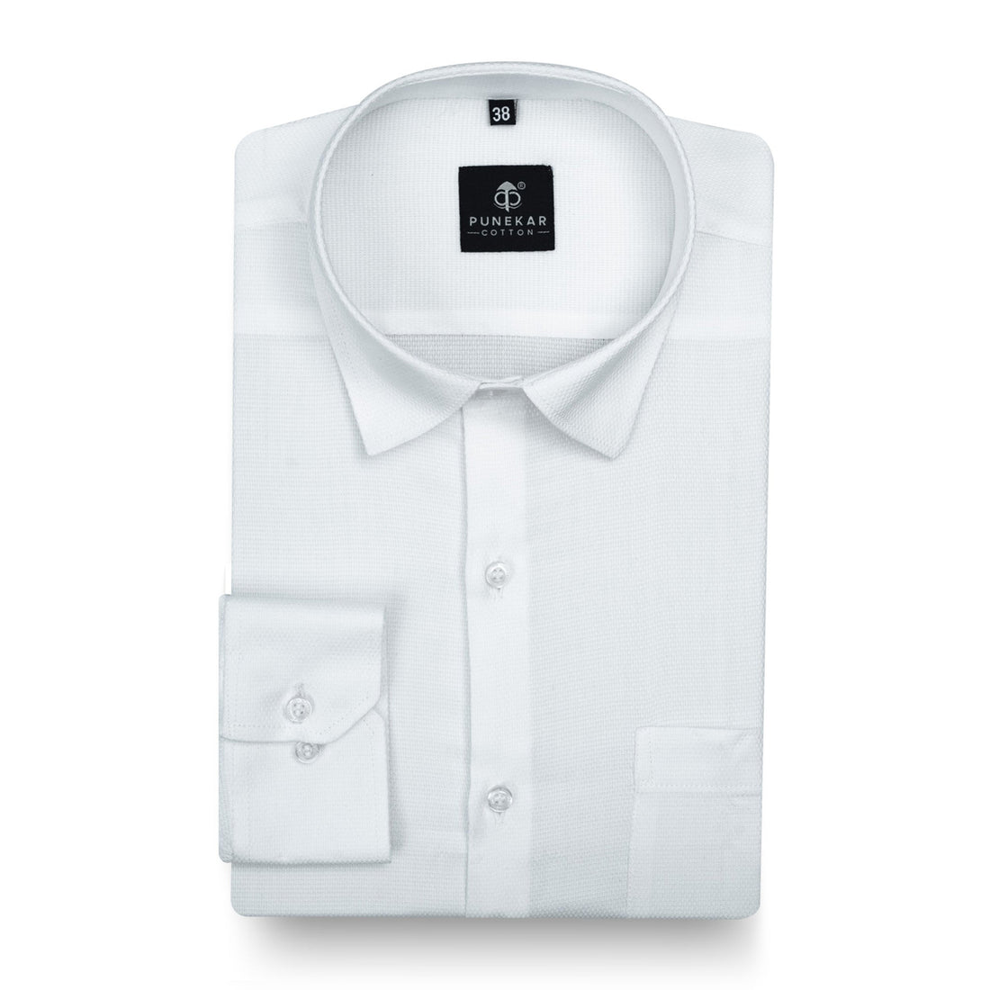 White Softweave Cotton Tencel Textured Shirt For Men - Punekar Cotton