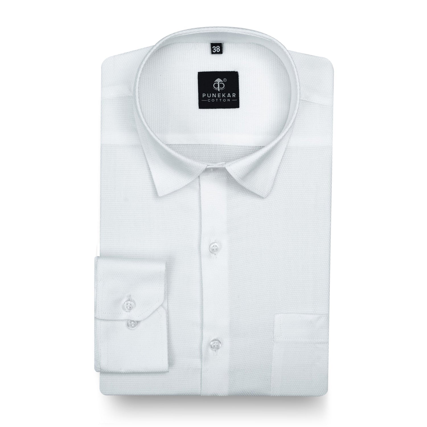 White Softweave Cotton Tencel Textured Shirt For Men - Punekar Cotton