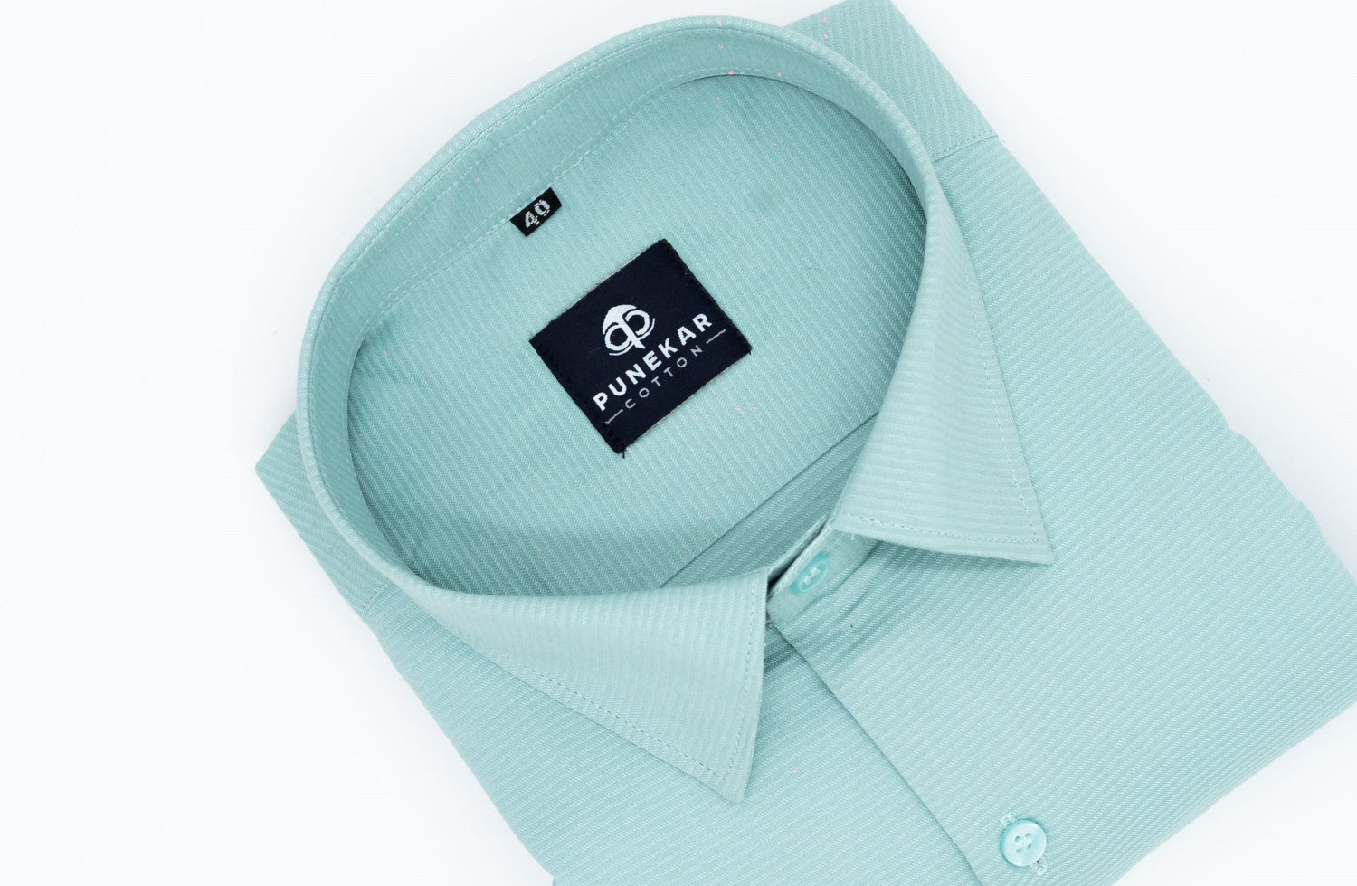 Aqua Green Color Twitter Lining Blende Cotton Shirts For Men - Punekar Cotton