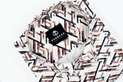 Black Maroon Color Arrow Printed Shirt For Men - Punekar Cotton