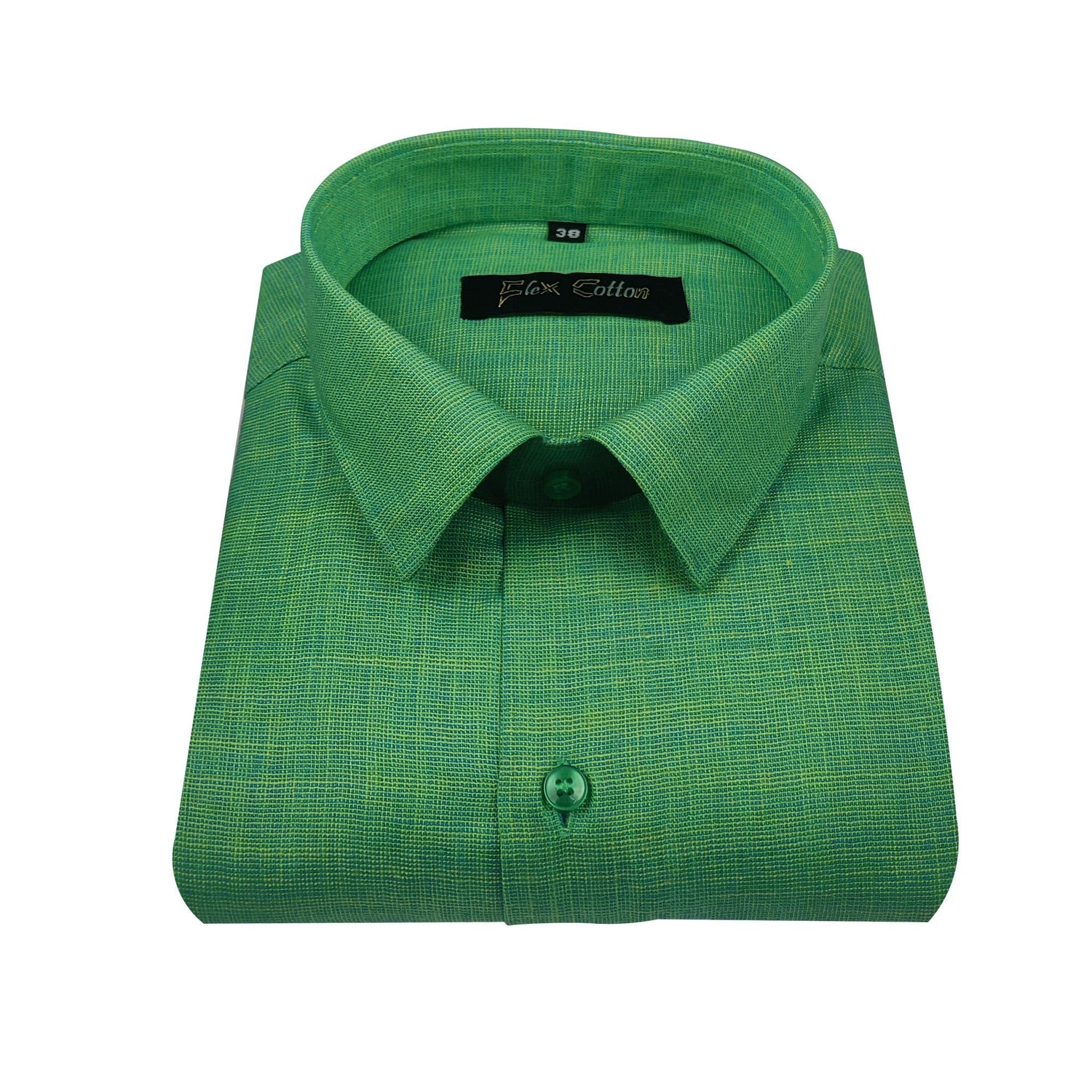 Leaf Green Color Dual Tone Matty Cotton Shirt For Men&